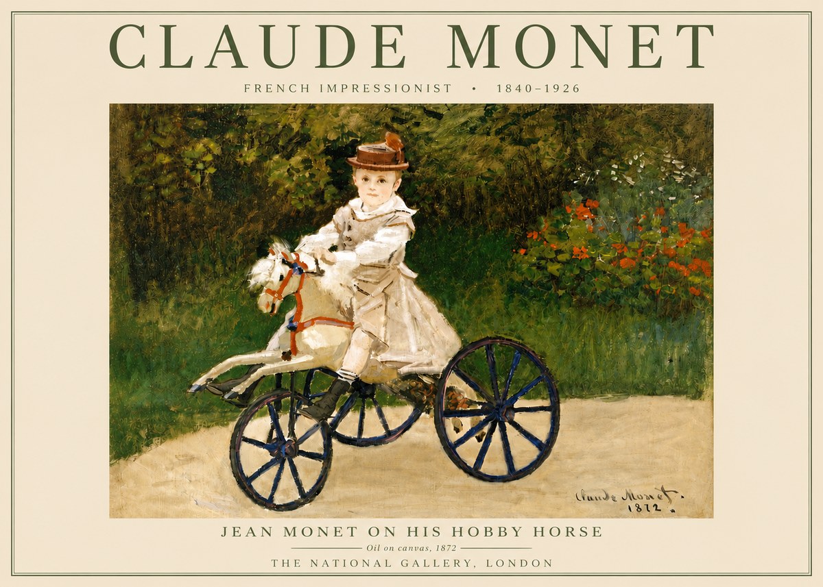 Monet Jean Monet on His Hobby Horse No4 - Affiche
