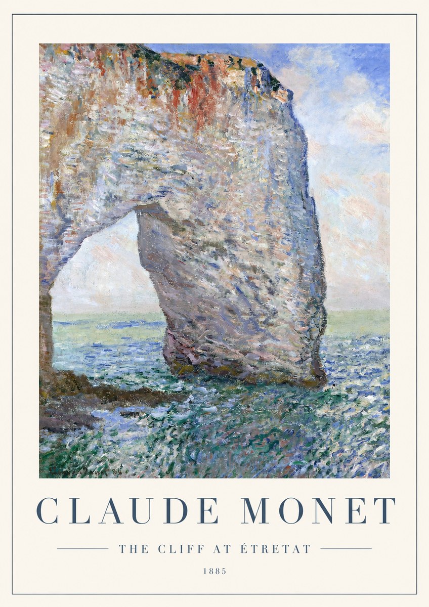 Monet The Cliff at Étretat No1 - Affiche