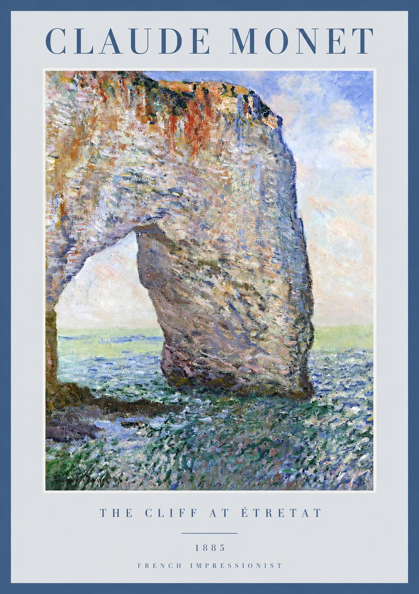 Monet The Cliff at Étretat No2 - Affiche