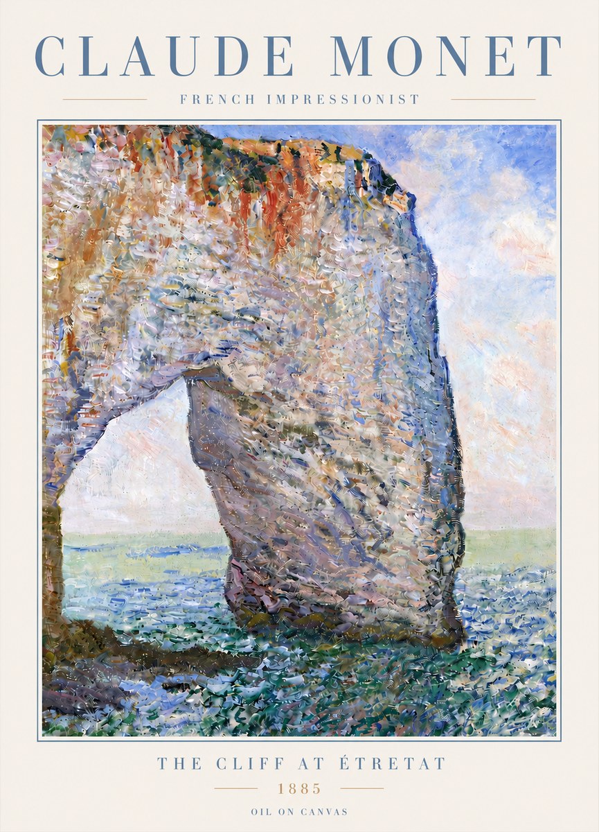 Monet The Cliff at Étretat No4 - Affiche
