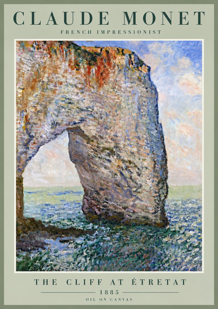 Monet The Cliff at Étretat No5 - Affiche