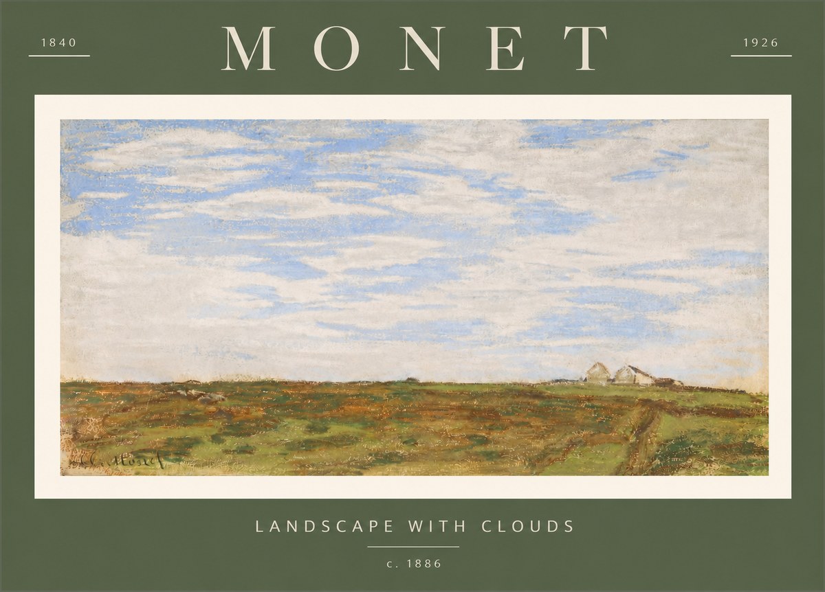 Monet Landscape with Clouds No2 - Affiche