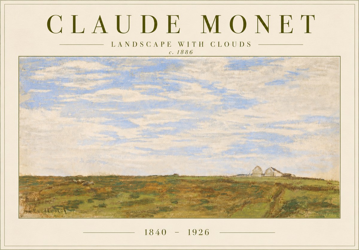 Monet Landscape with Clouds No6 - Affiche