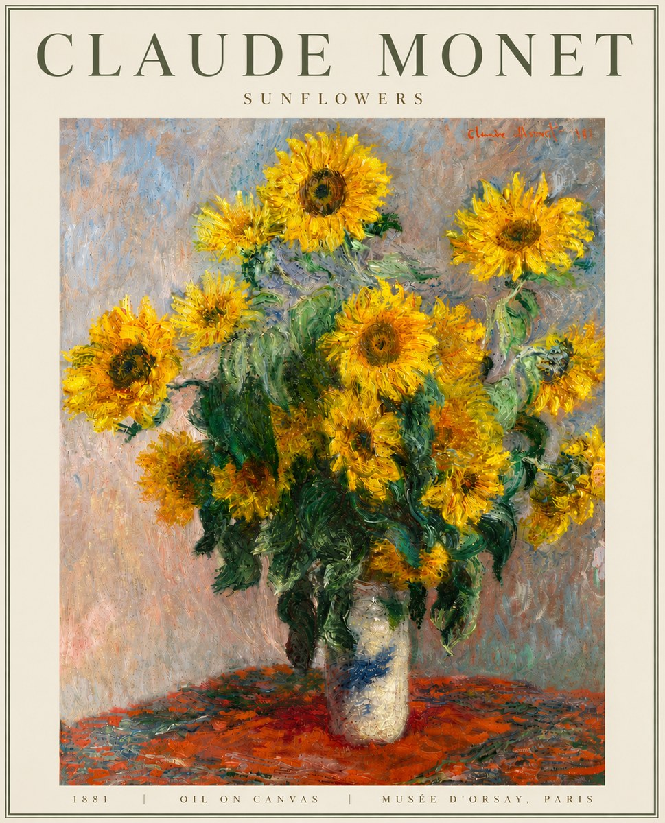 Monet Sunflowers No4 - Affiche