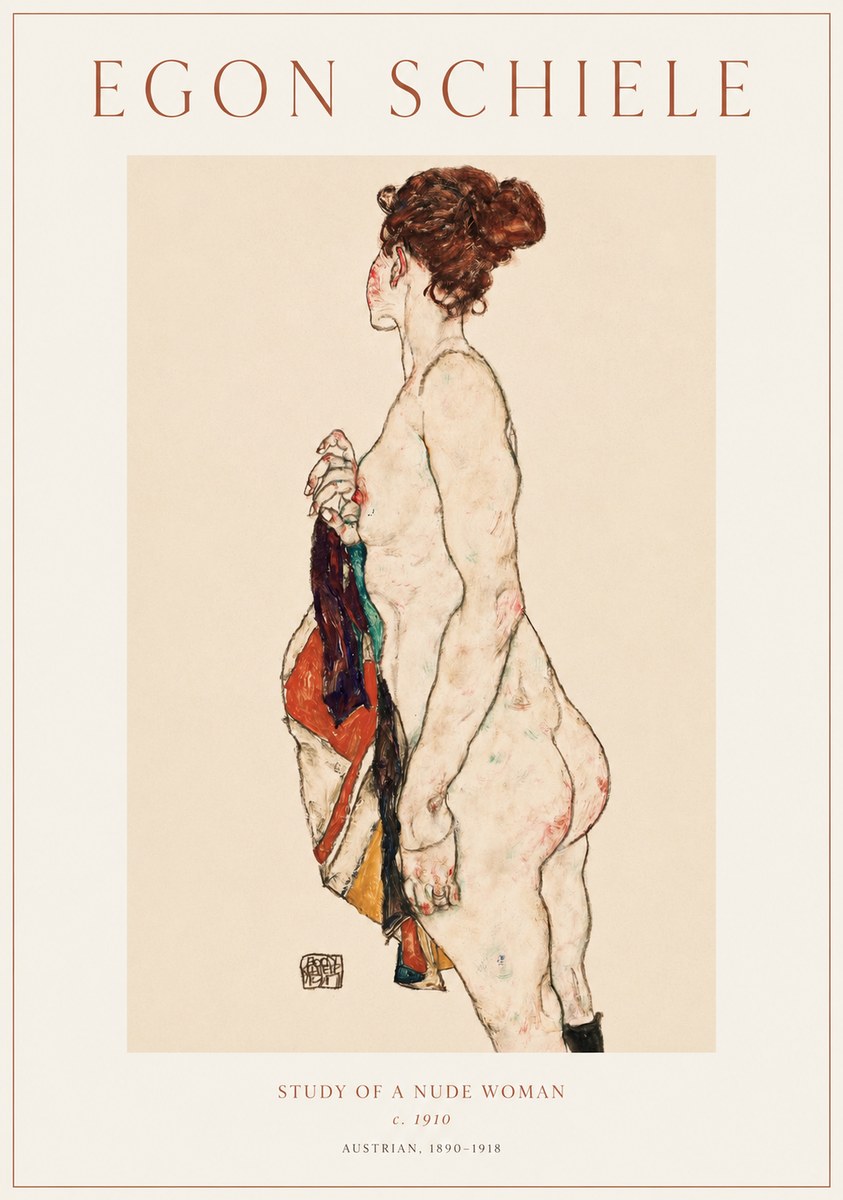 Schiele Study of a Nude Woman No1 - Affiche