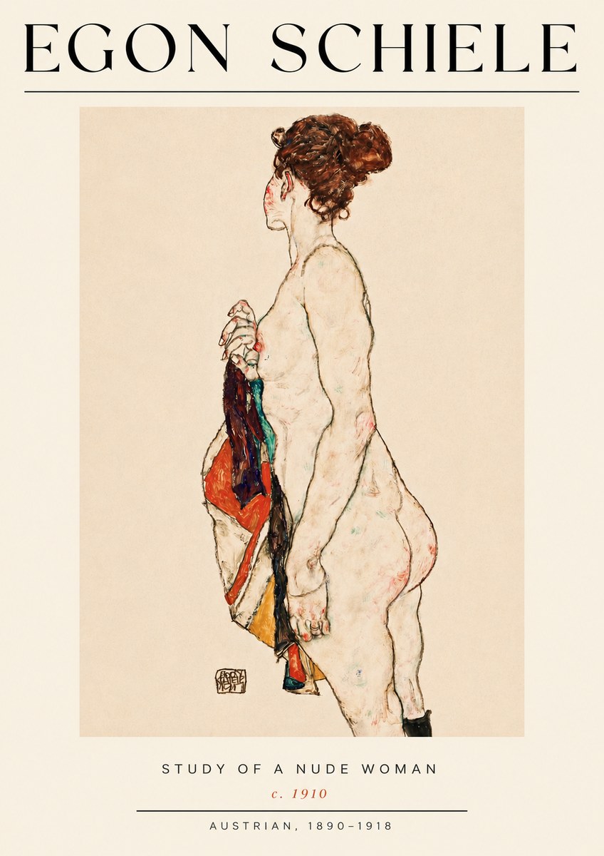 Schiele Study of a Nude Woman No4 - Affiche