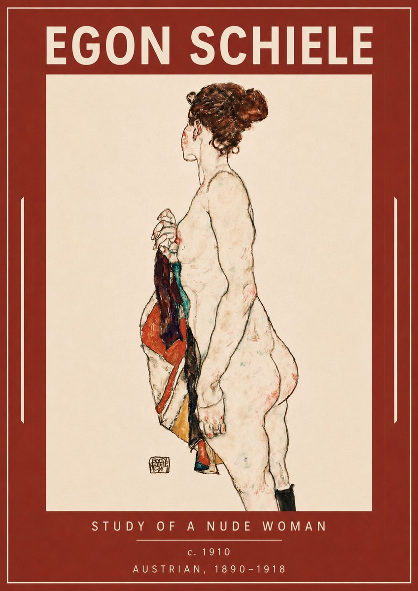 Schiele Study of a Nude Woman No5 - Affiche