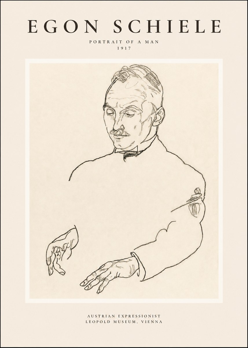 Schiele Portrait of a Man No1 - Affiche