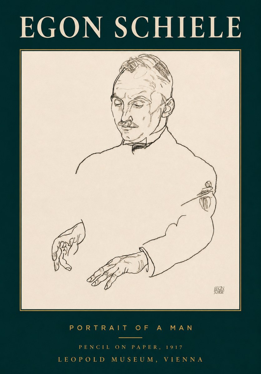 Schiele Portrait of a Man No3 - Affiche