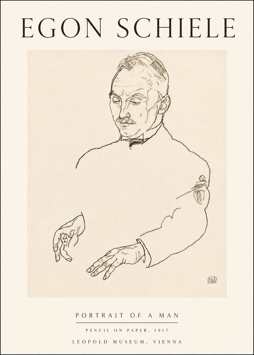 Schiele Portrait of a Man No4 - Affiche
