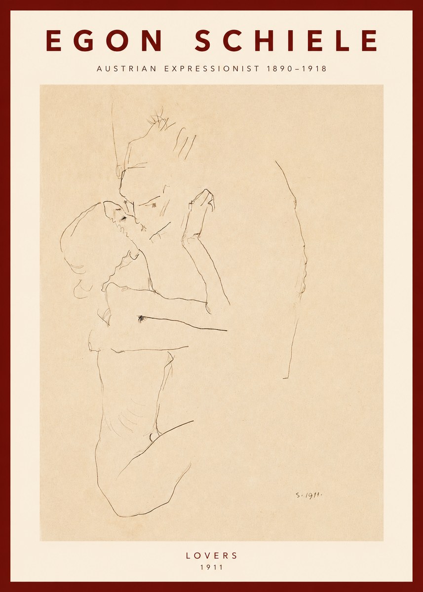 Schiele Lovers No2 - Affiche