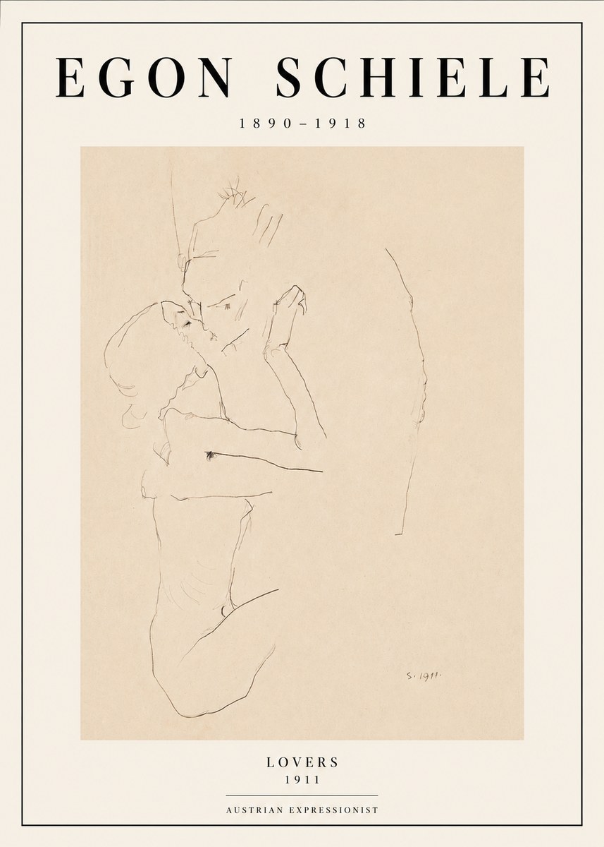 Schiele Lovers No3 - Affiche