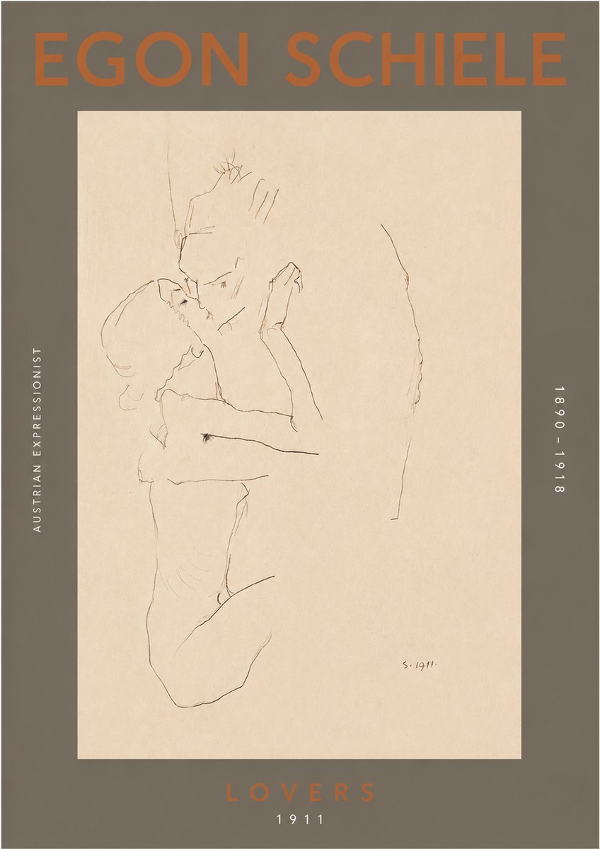 Schiele Lovers No4 - Affiche