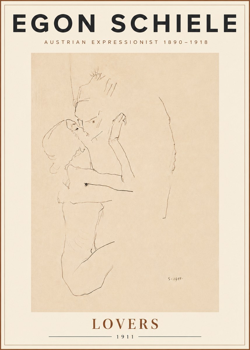 Schiele Lovers No5 - Affiche
