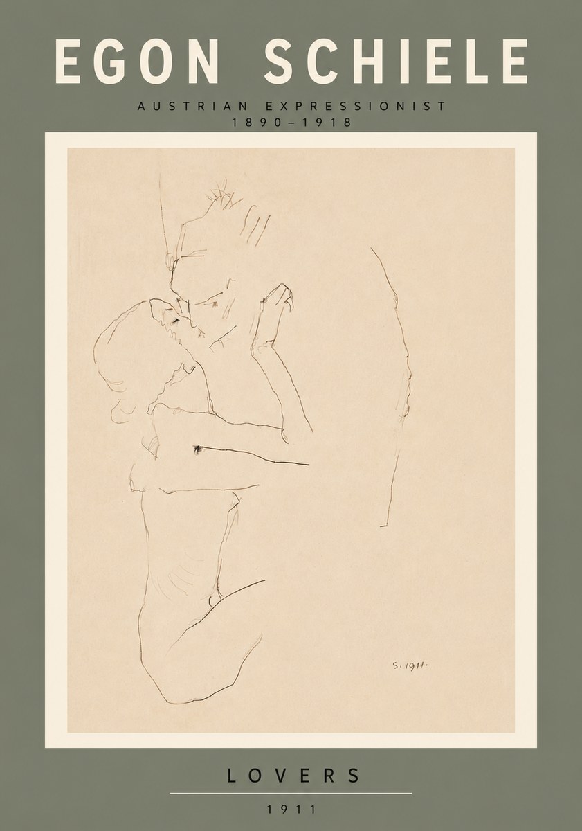 Schiele Lovers No6 - Affiche