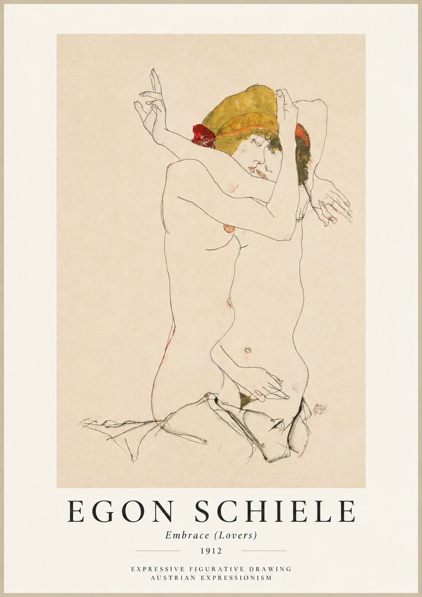 Schiele Embrace (Lovers) No1 - Affiche