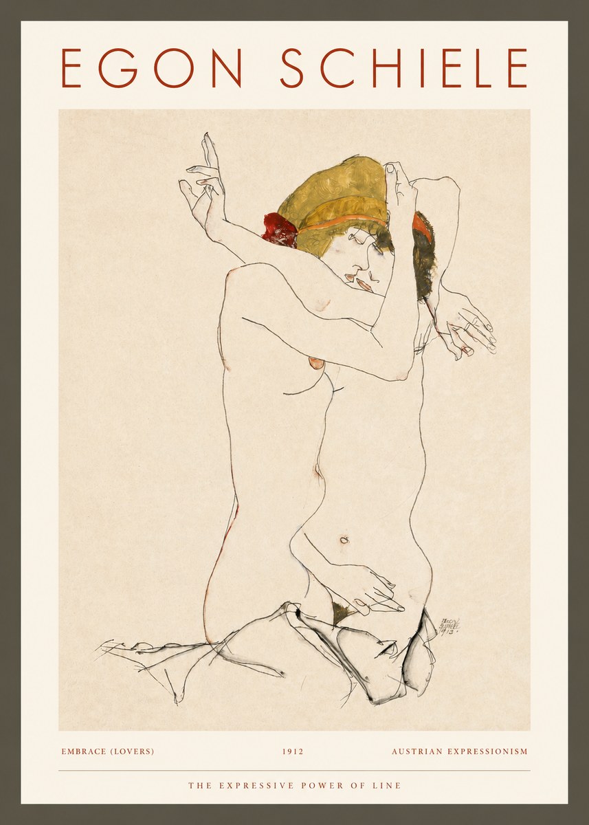 Schiele Embrace (Lovers) No2 - Affiche