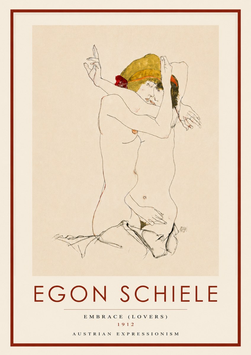 Schiele Embrace (Lovers) No3 - Affiche