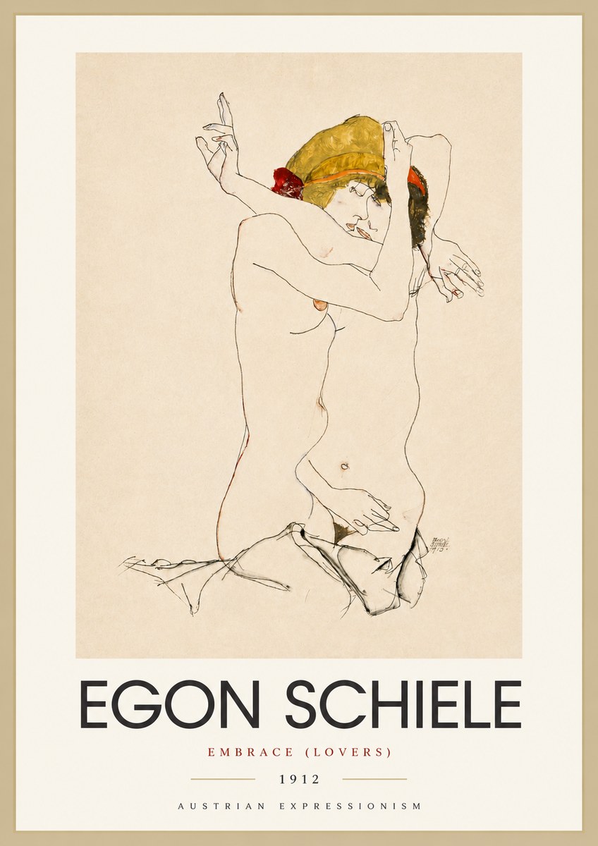Schiele Embrace (Lovers) No4 - Affiche