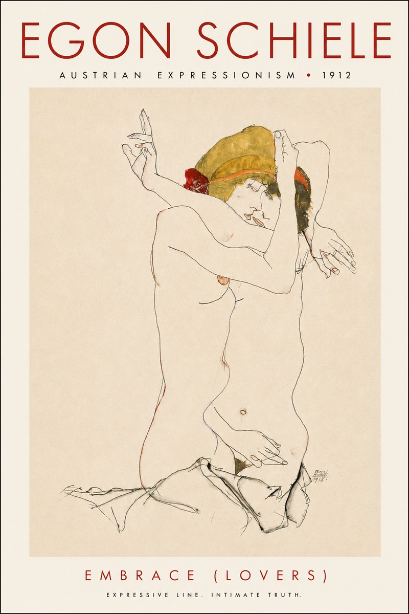Schiele Embrace (Lovers) No5 - Affiche
