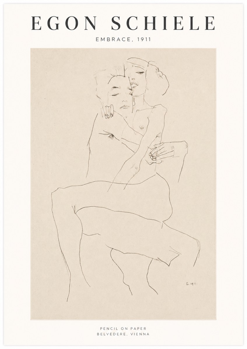 Schiele Embrace, 1911 No1 - Affiche