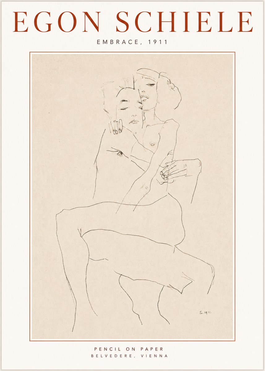 Schiele Embrace, 1911 No3 - Affiche