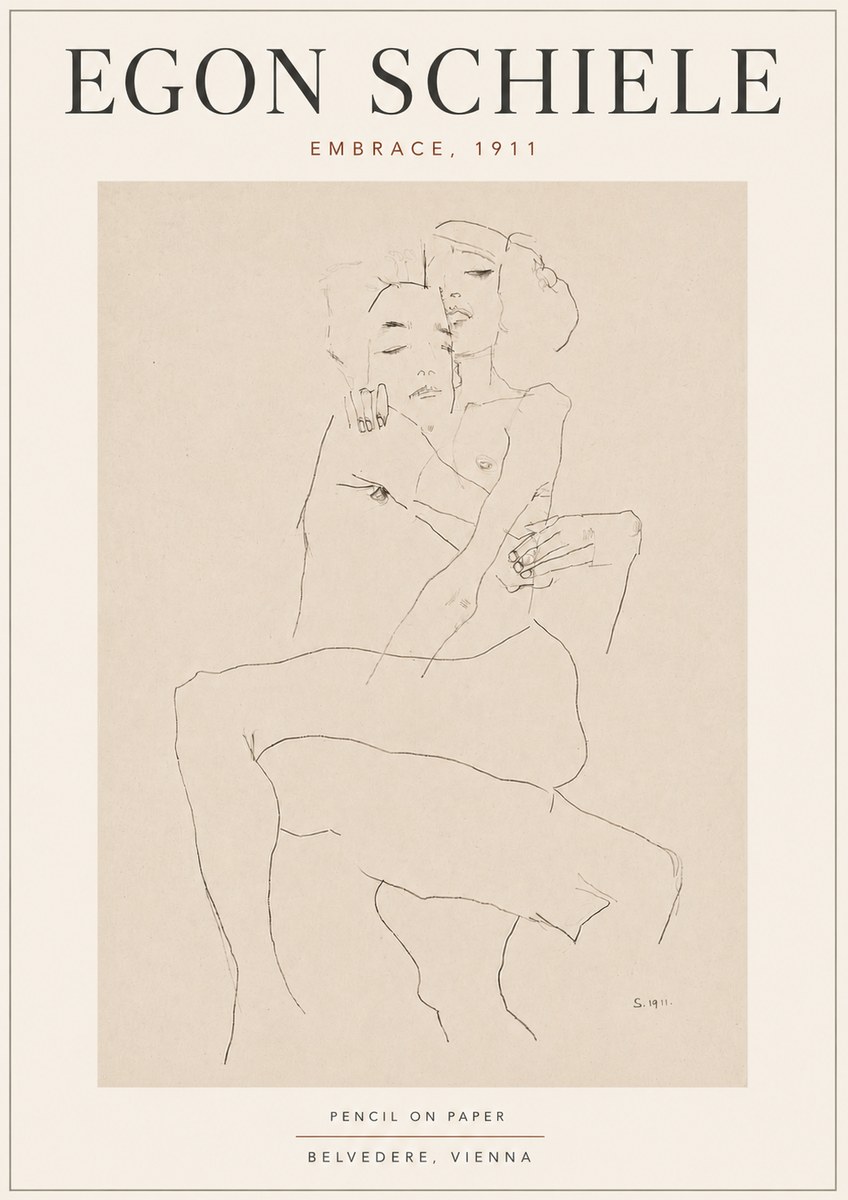 Schiele Embrace, 1911 No5 - Affiche