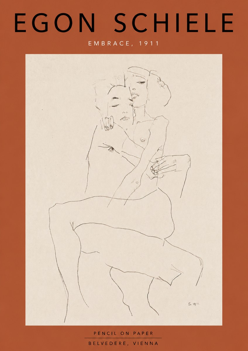 Schiele Embrace, 1911 No6 - Affiche