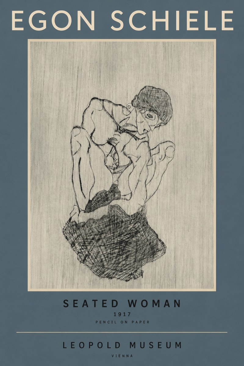 Schiele Seated Woman No2 - Affiche