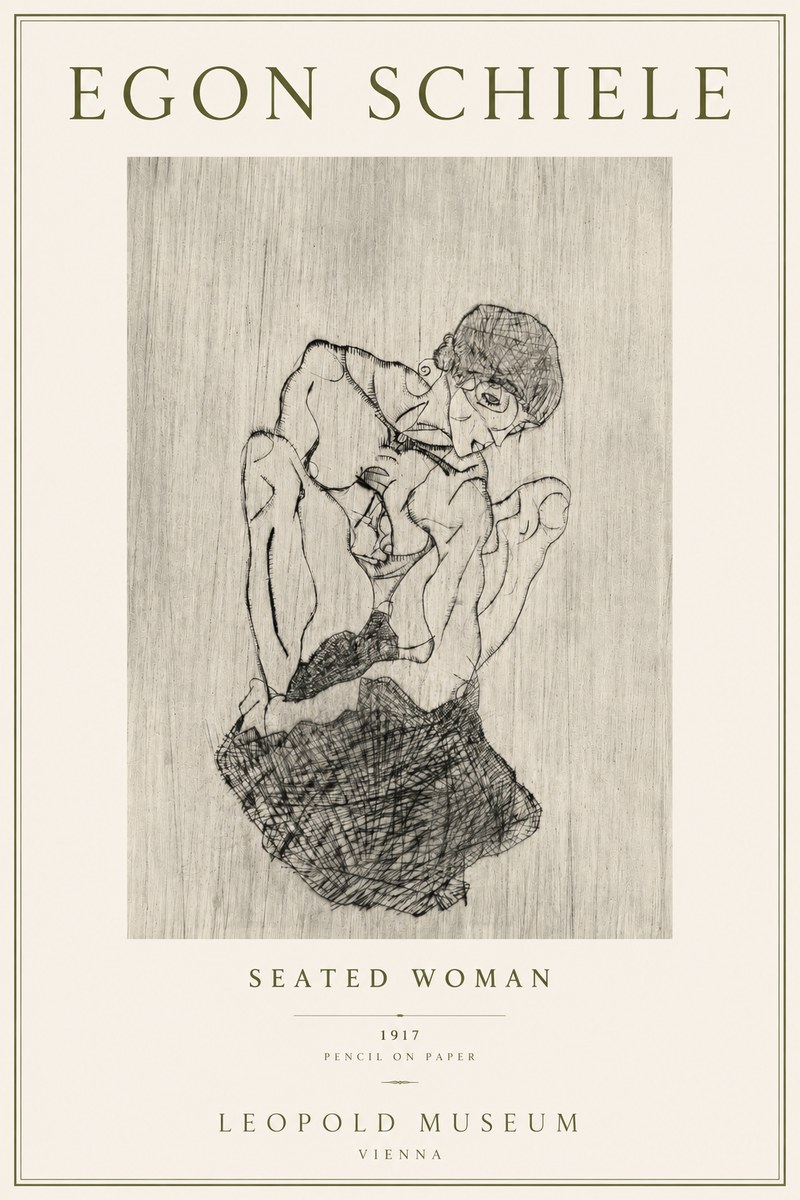 Schiele Seated Woman No4 - Affiche