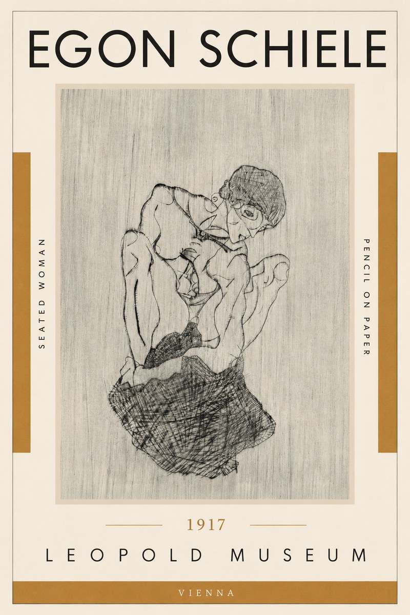 Schiele Seated Woman No5 - Affiche