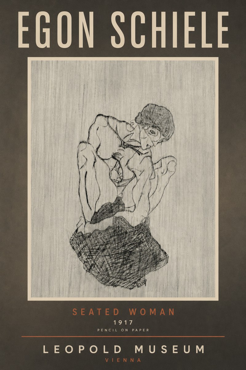 Schiele Seated Woman No6 - Affiche
