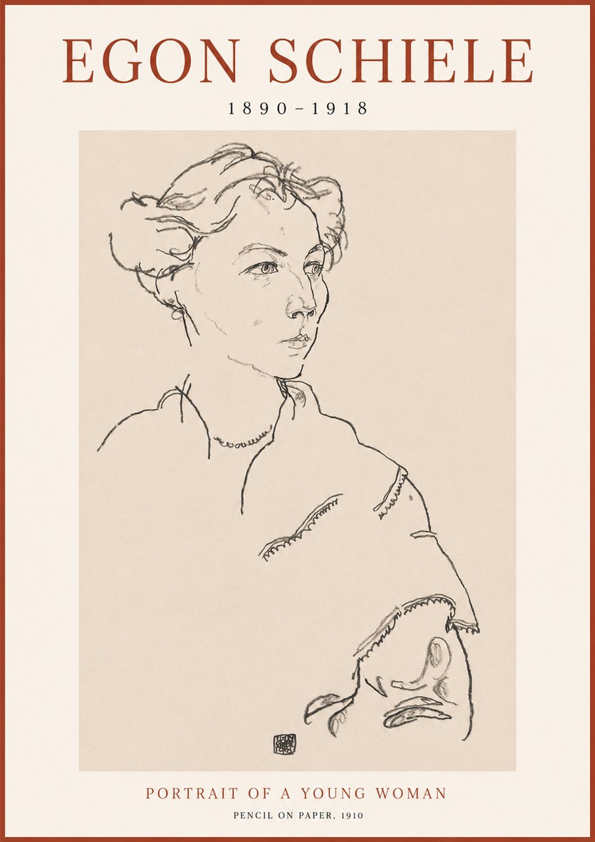 Schiele Portrait of a Young Woman No1 - Affiche