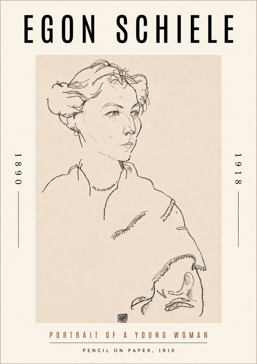 Schiele Portrait of a Young Woman No3 - Affiche