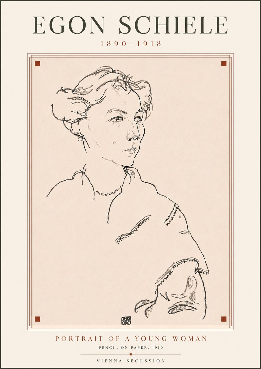 Schiele Portrait of a Young Woman No5 - Affiche