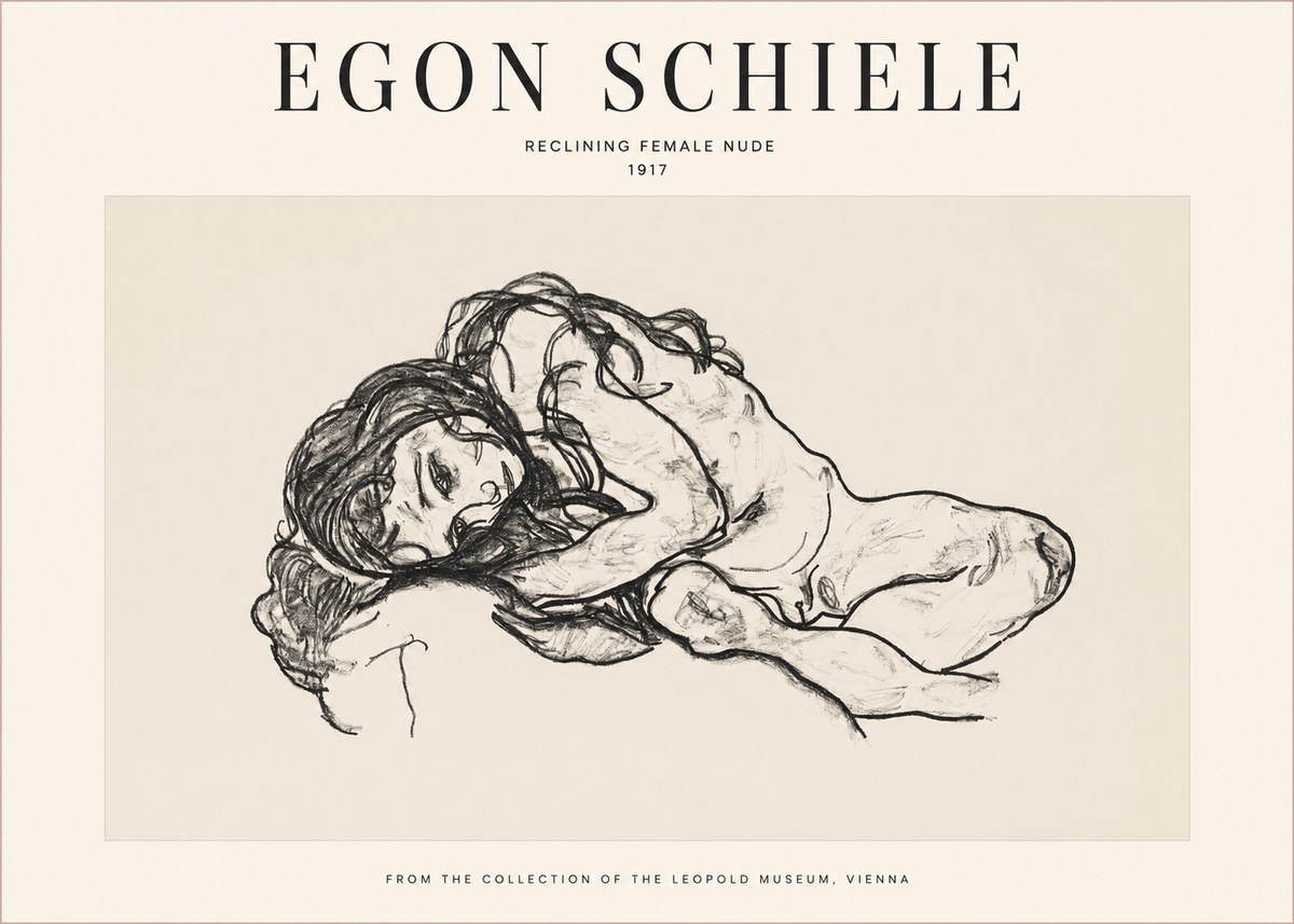Schiele Reclining Female Nude No1 - Affiche