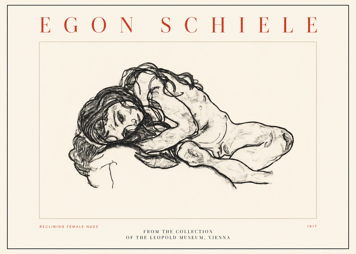 Schiele Reclining Female Nude No2 - Affiche