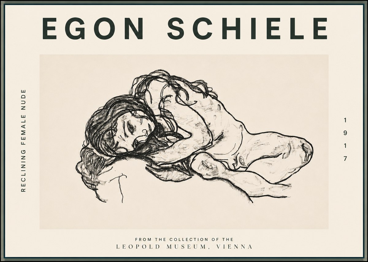 Schiele Reclining Female Nude No5 - Affiche