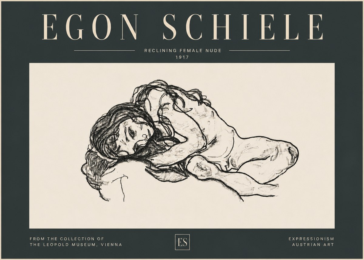 Schiele Reclining Female Nude No6 - Affiche