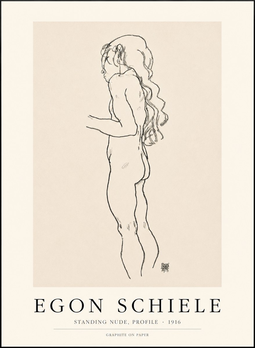 Schiele Standing Nude, Profile No1 - Affiche