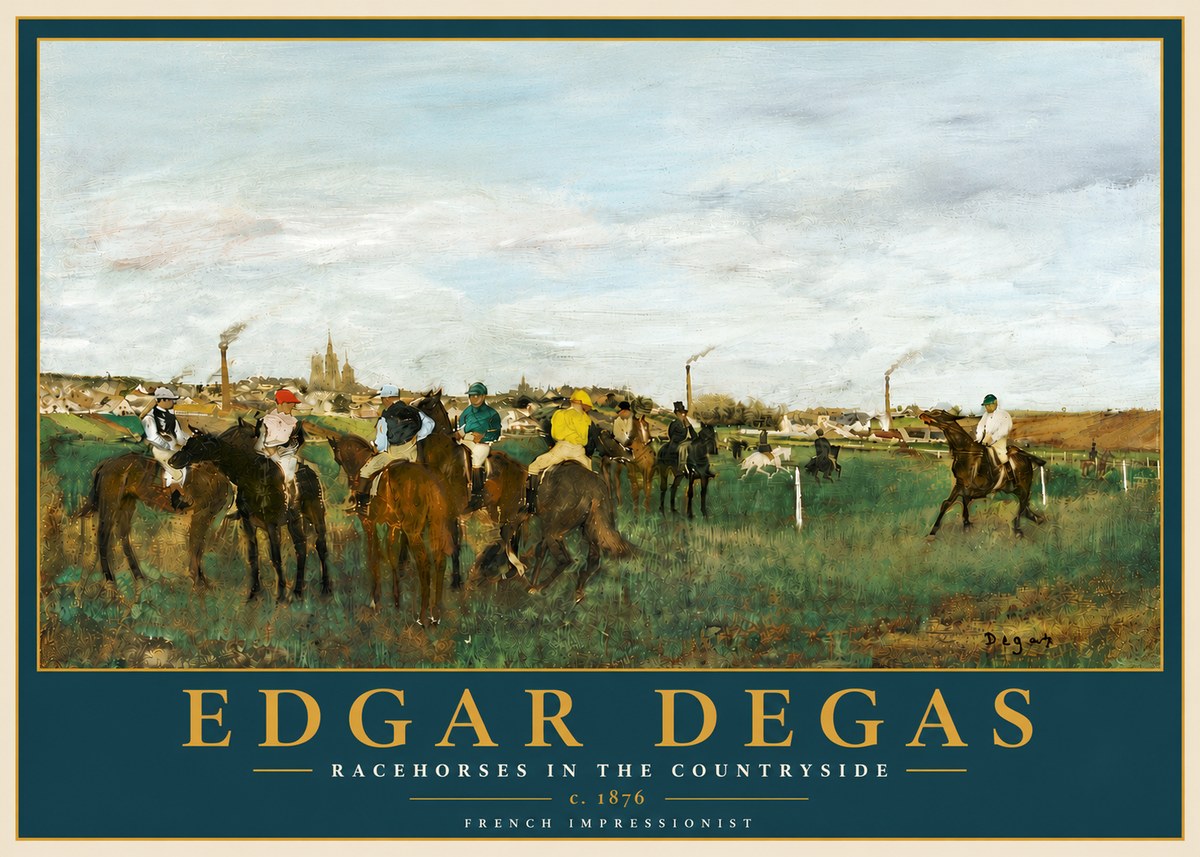 Edgar Degas Racehorses in the Countryside No6 - Affiche