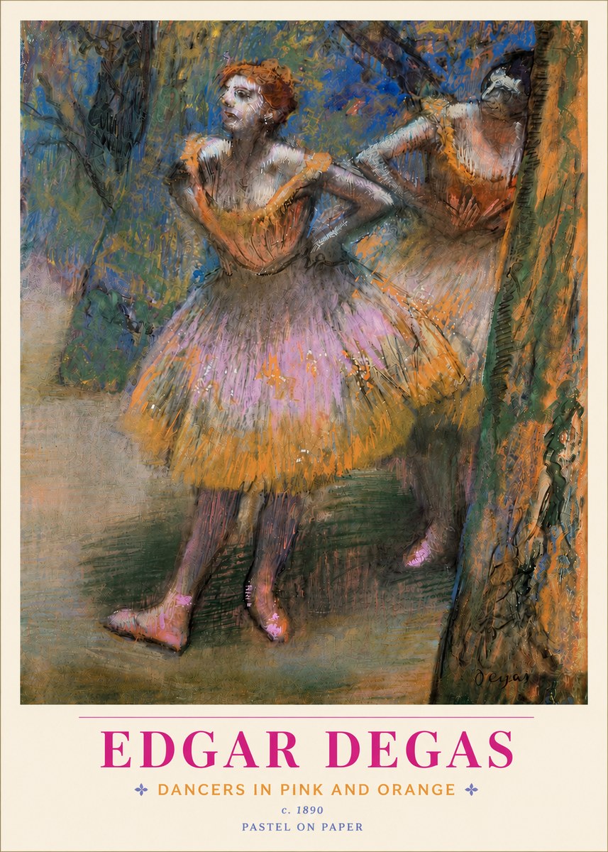 Edgar Degas Dancers in Pink and Orange No4 - Affiche