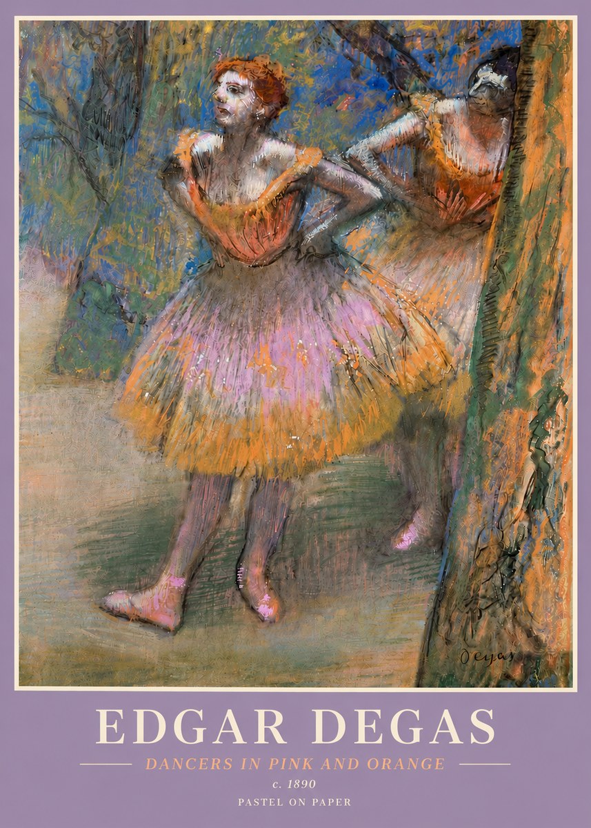 Edgar Degas Dancers in Pink and Orange No5 - Affiche