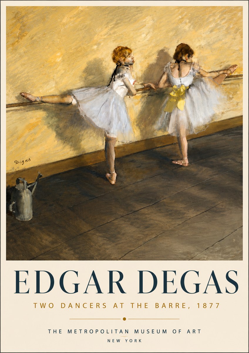 Edgar Degas Two Dancers at the Barre, 1877 No3 - Affiche