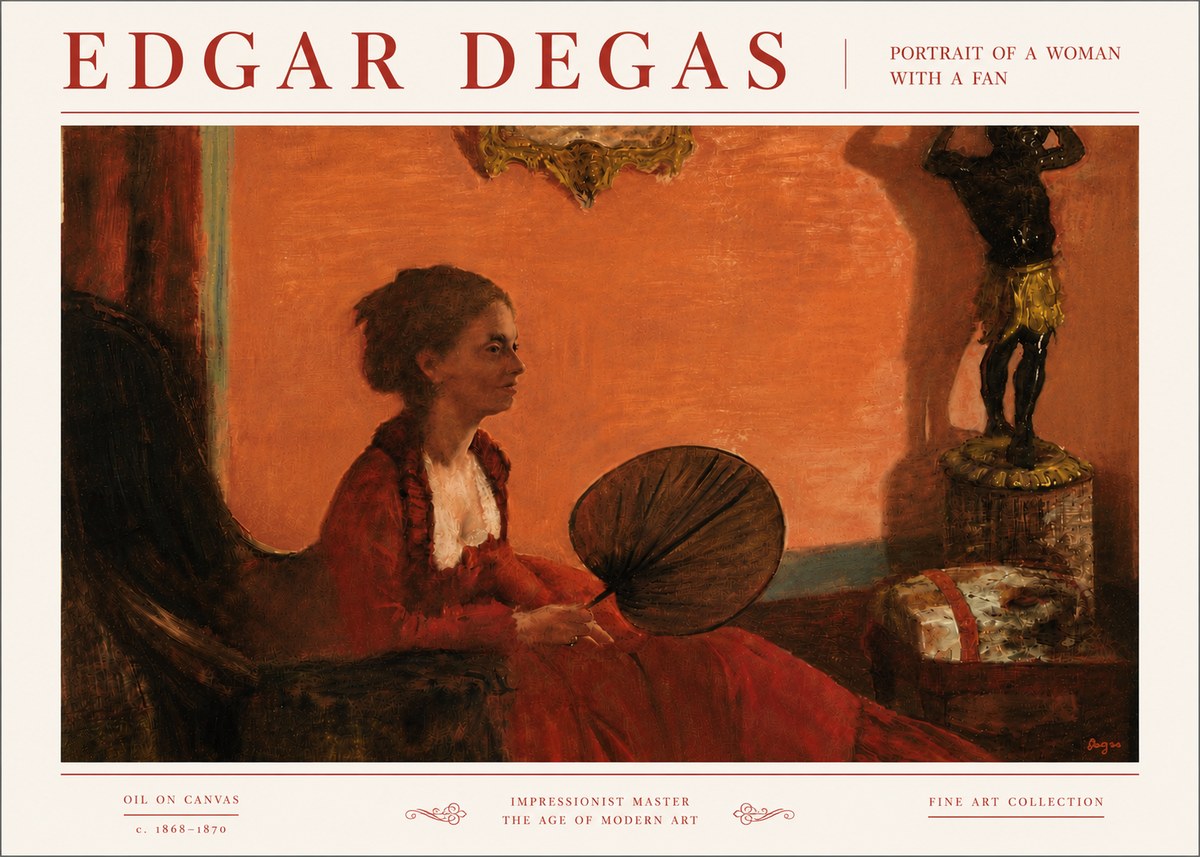 Edgar Degas Portrait of a Woman with a Fan No6 - Affiche