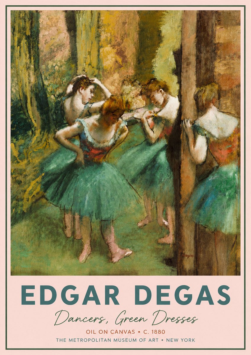 Edgar Degas Dancers, Green Dresses No4 - Affiche