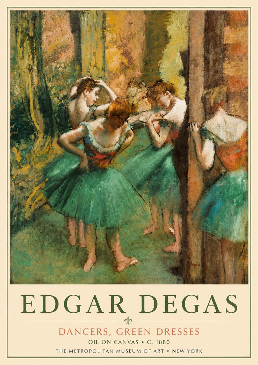 Edgar Degas Dancers, Green Dresses No6 - Affiche