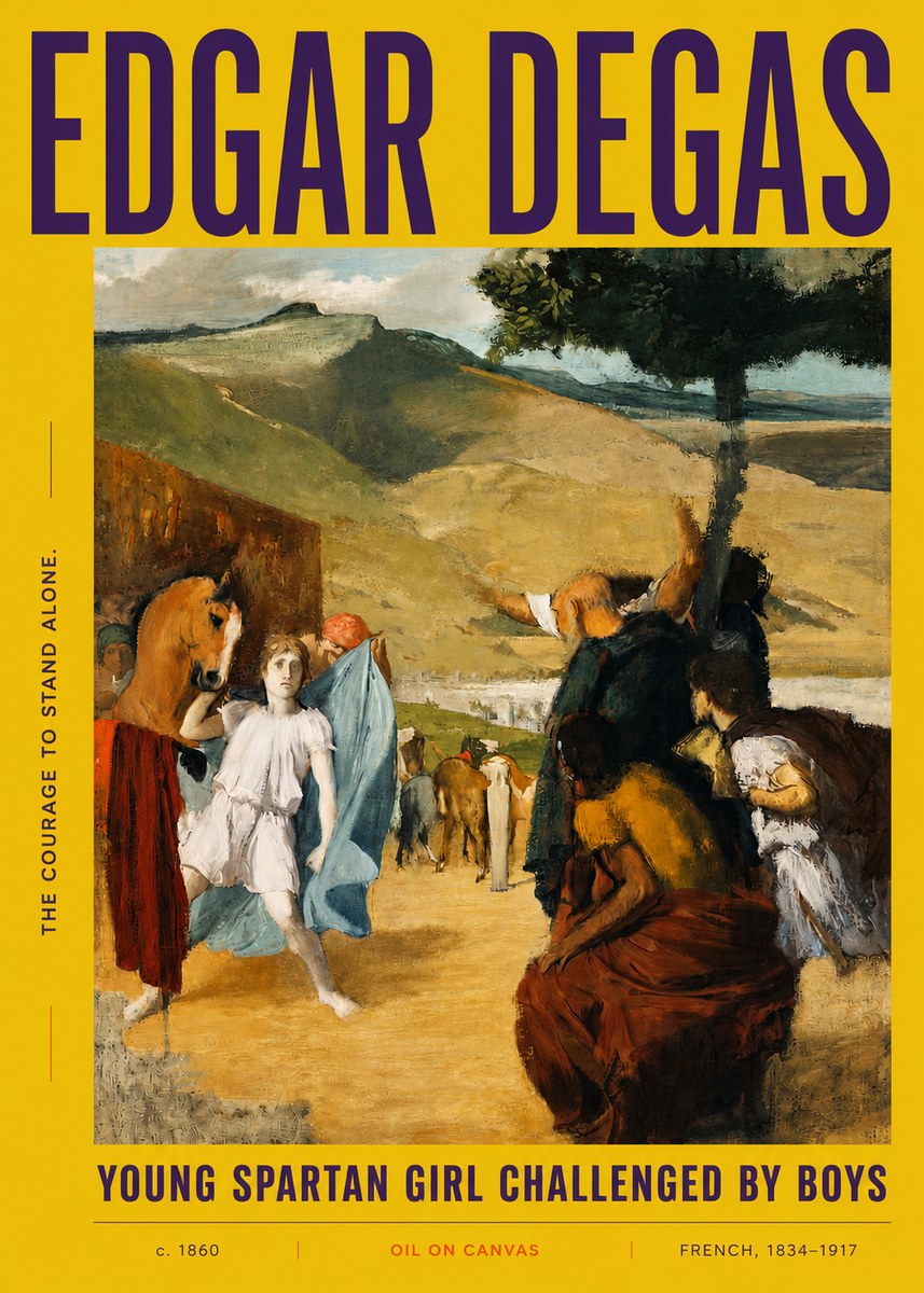 Edgar Degas Young Spartan Girl Challenged by Boys No3 - Affiche