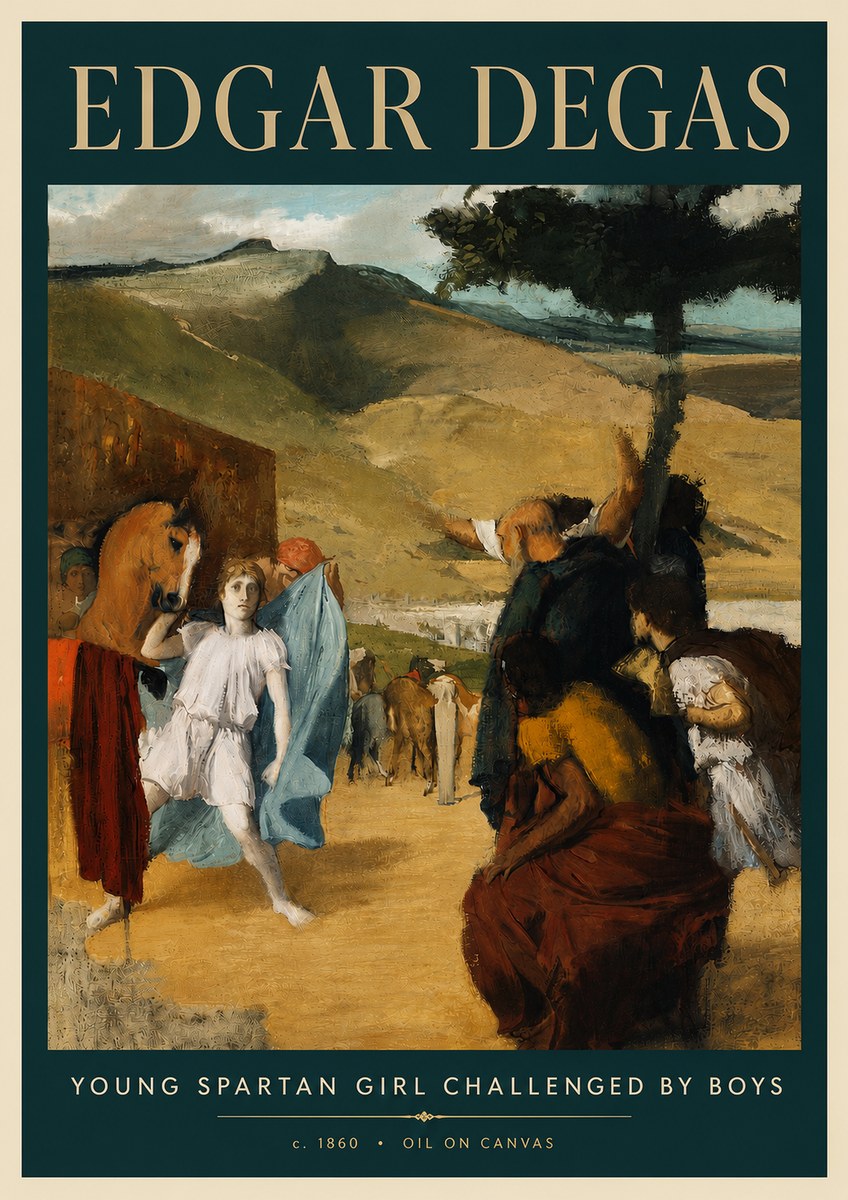 Edgar Degas Young Spartan Girl Challenged by Boys No4 - Affiche