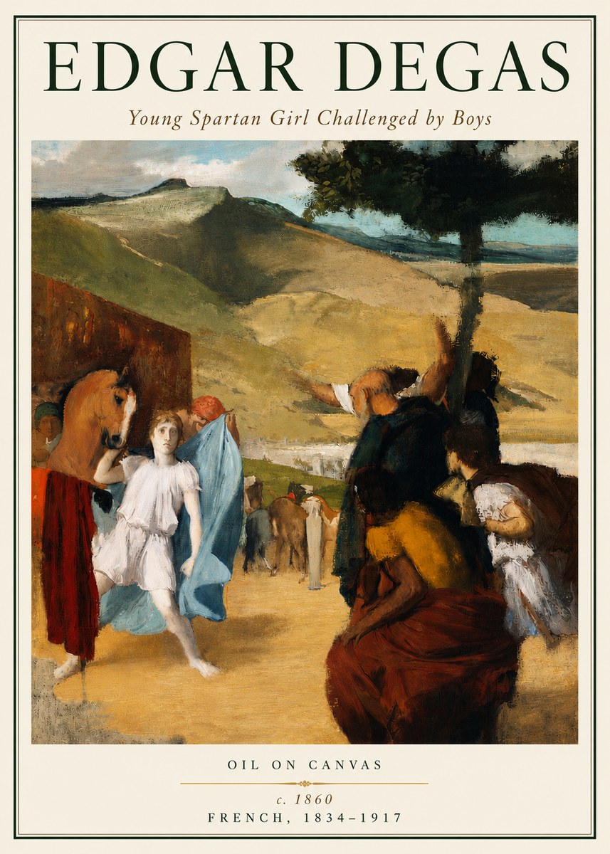 Edgar Degas Young Spartan Girl Challenged by Boys No5 - Affiche